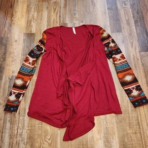 Love In Cardigan with Aztec Print Sleeves